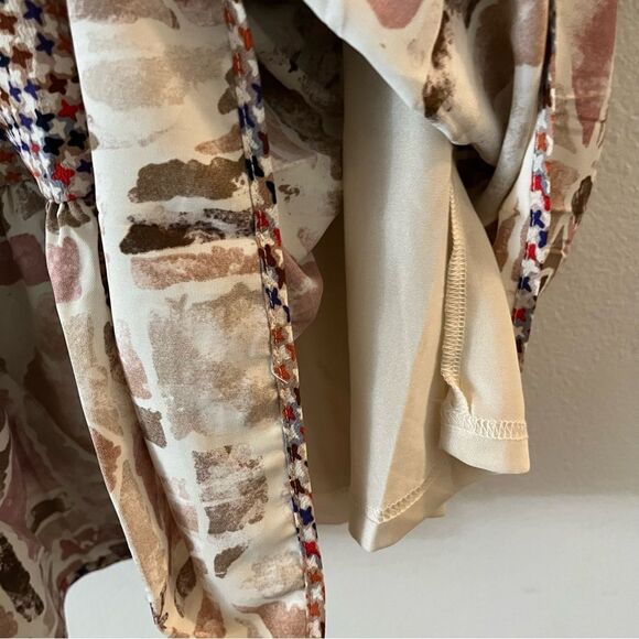 Entro Boho Tiered Mini Dress Geometric Lightweight Tunic Cottage Flowy small NWT - Picture 8 of 14